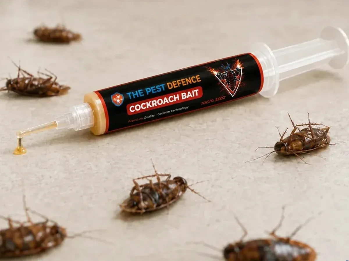 Pest Defence Cockroach Bait Gel precision syringe applicator for kitchen crevices
